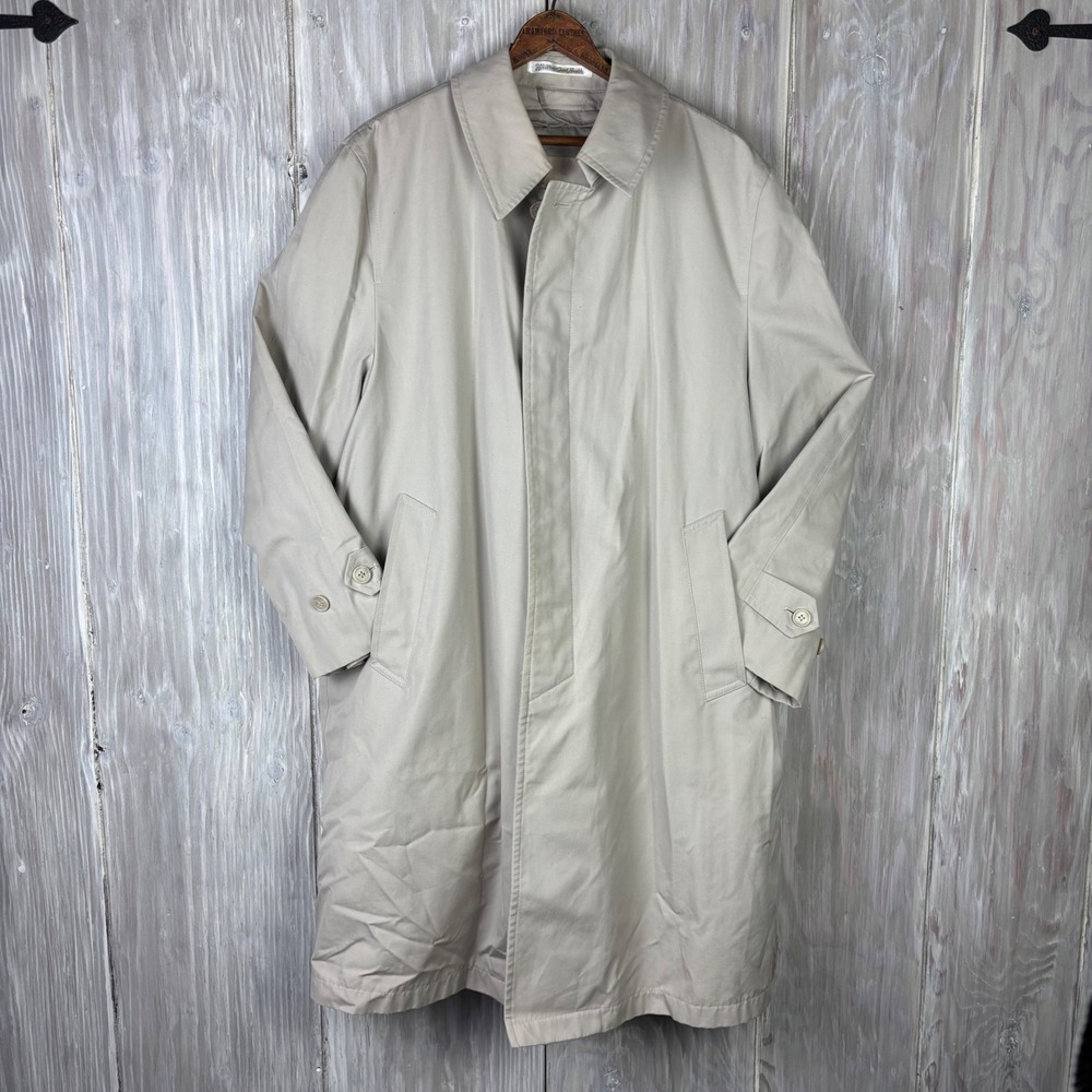VTG Misty Harbor Mens Trench Coat 40 Short Tan Full Length Removable Lining ALPS